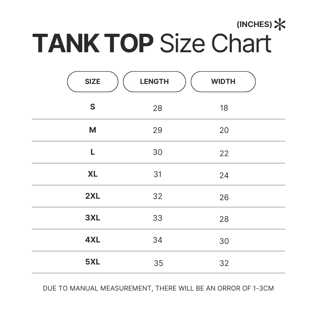 Tank Top Size Chart - TMNT Shop