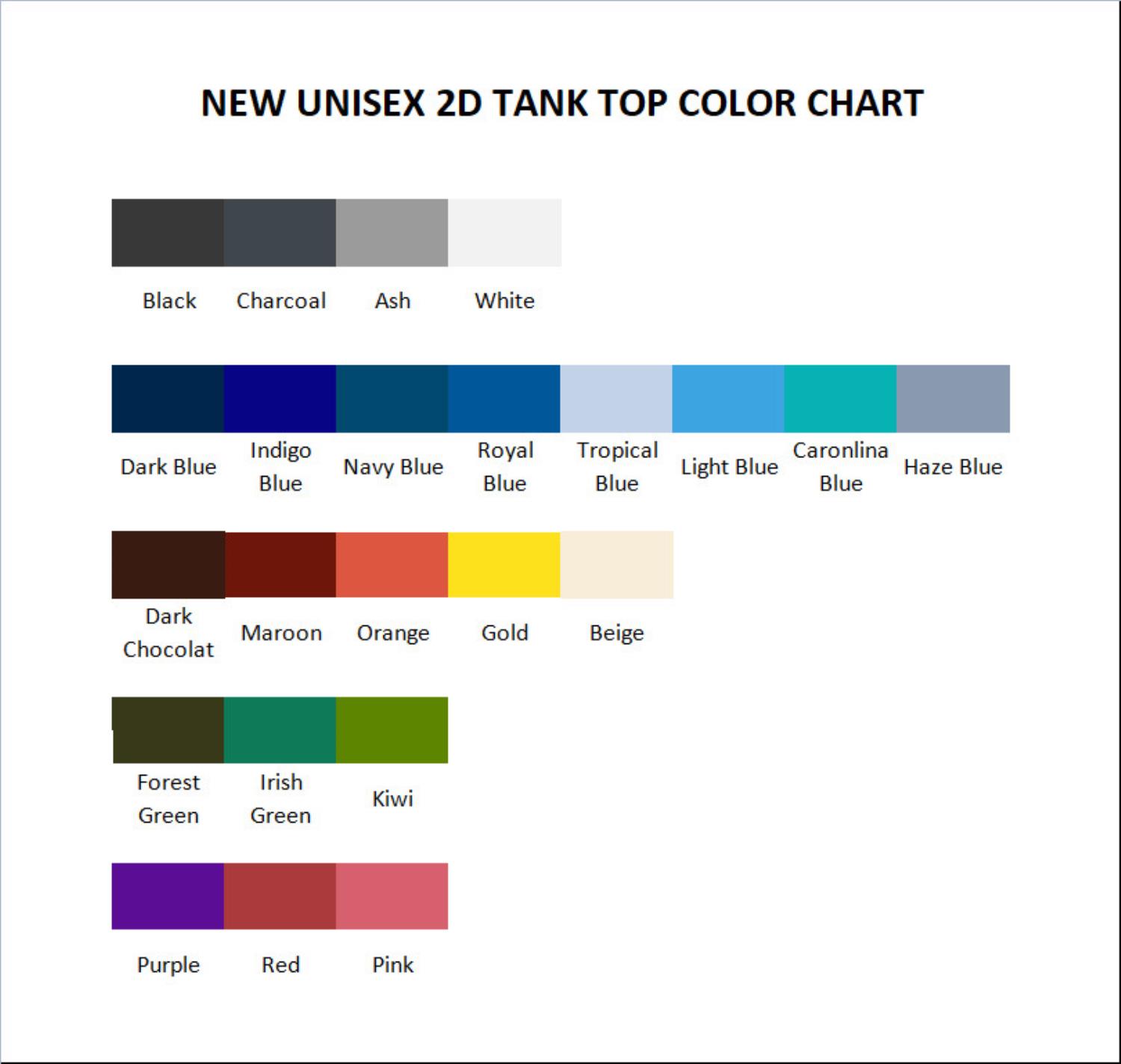 tank top color chart - TMNT Shop