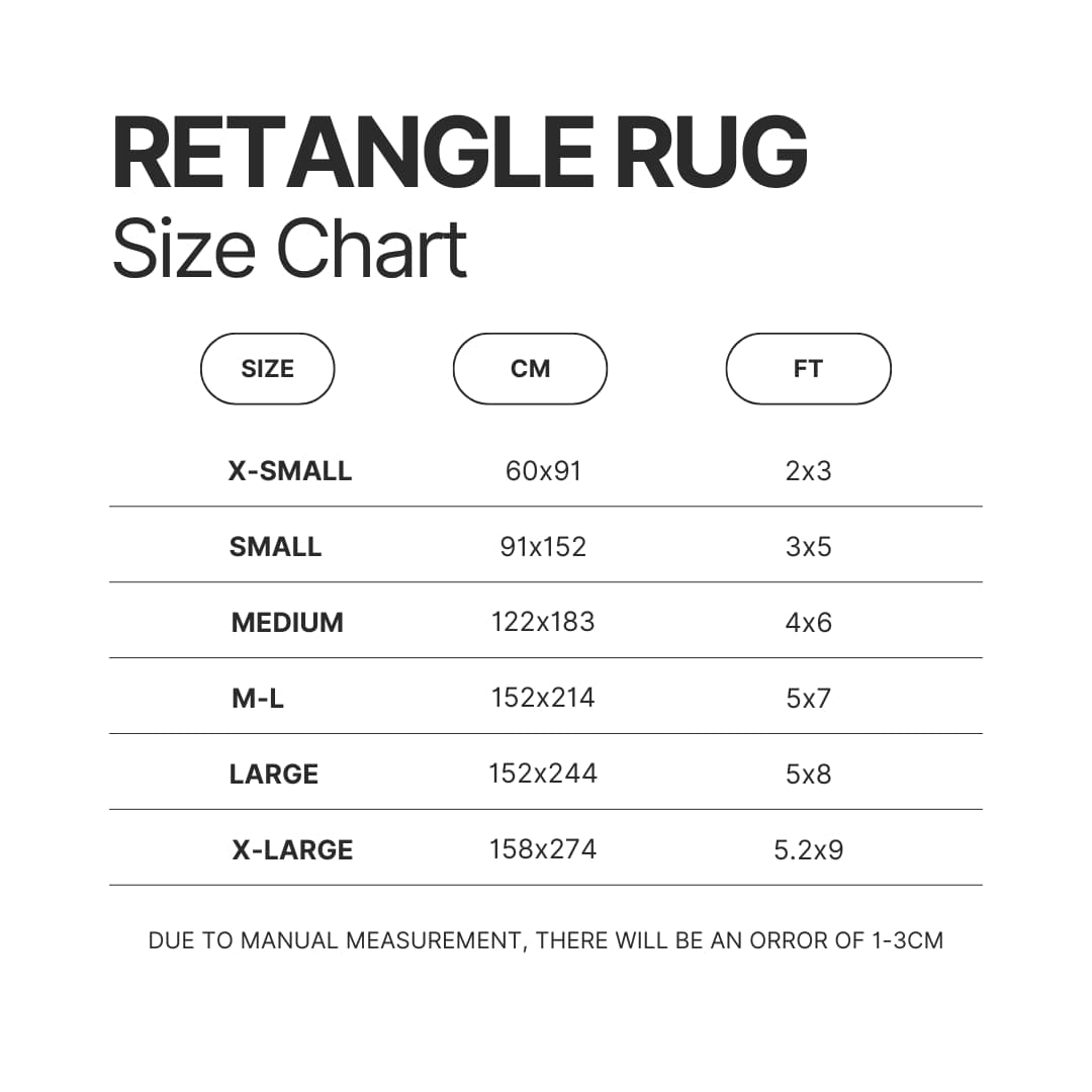 Retangle Rug Size Chart - TMNT Shop